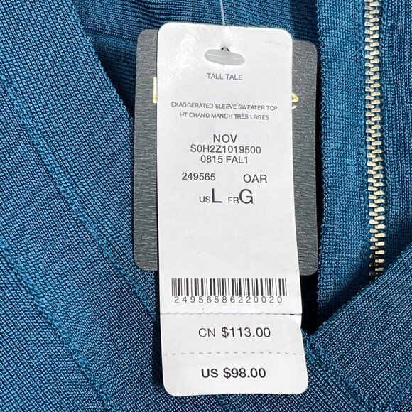 Bebe Top Blouse Bell Sleeve Crop Teal Blue V-Neck Retro Medium - Picture 5 of 8